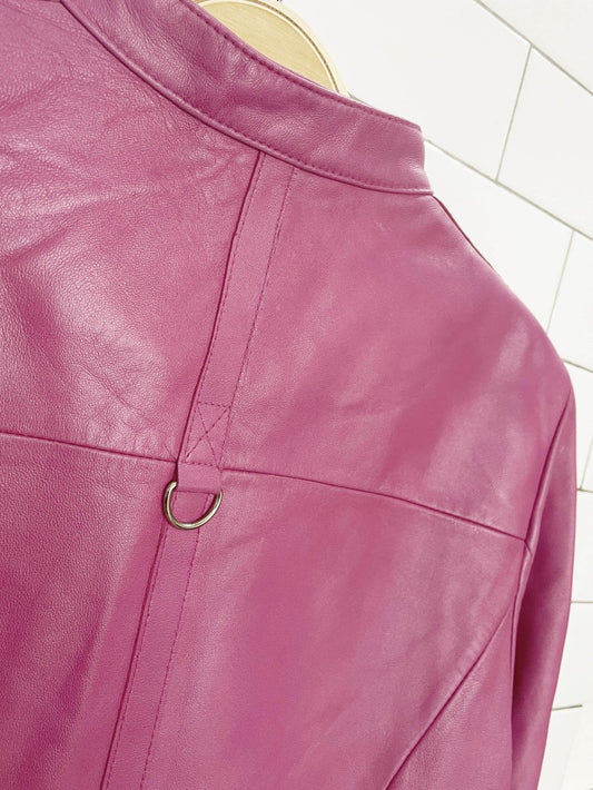 vintage 00s danier soft leather princess-seam biker jacket | lambskin - good market thrift store