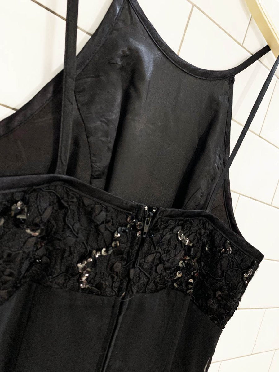 vintage 00s de laru sequin halter neck chiffon maxi dress | made in USA| linda bernell - good market thrift store