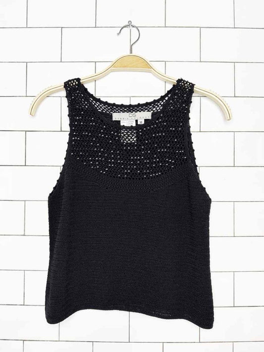 vintage 00s debbie shuchat crochet beaded knit tank top - good market thrift store