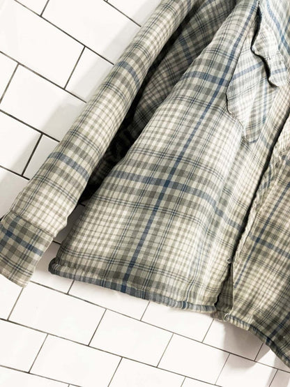 vintage 00s dickies grandad collar quilted flannel shirt jacket - good market thrift store