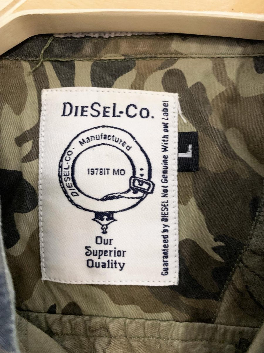vintage 00s diesel patched military camo full button shirt - good market thrift store