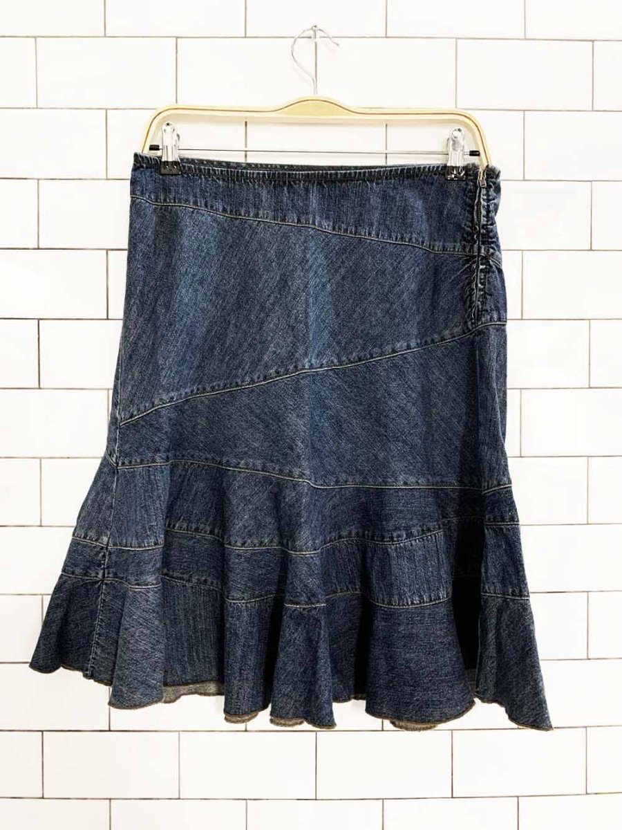 vintage 00s dkny denim tulip hem knee length skirt - good market thrift store