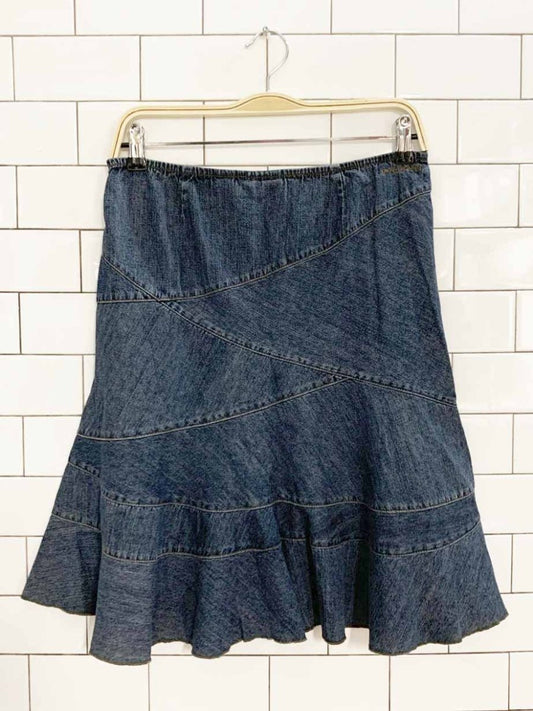 vintage 00s dkny denim tulip hem knee length skirt - good market thrift store
