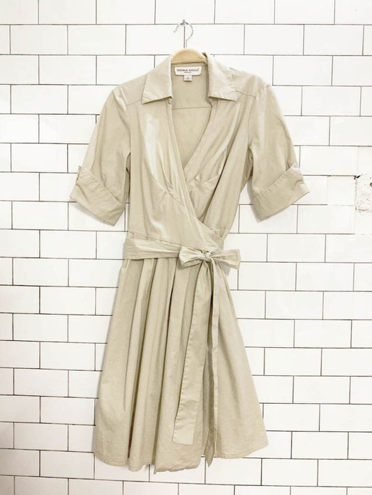 vintage 00s donna ricco ny collared wrap midi dress - good market thrift store