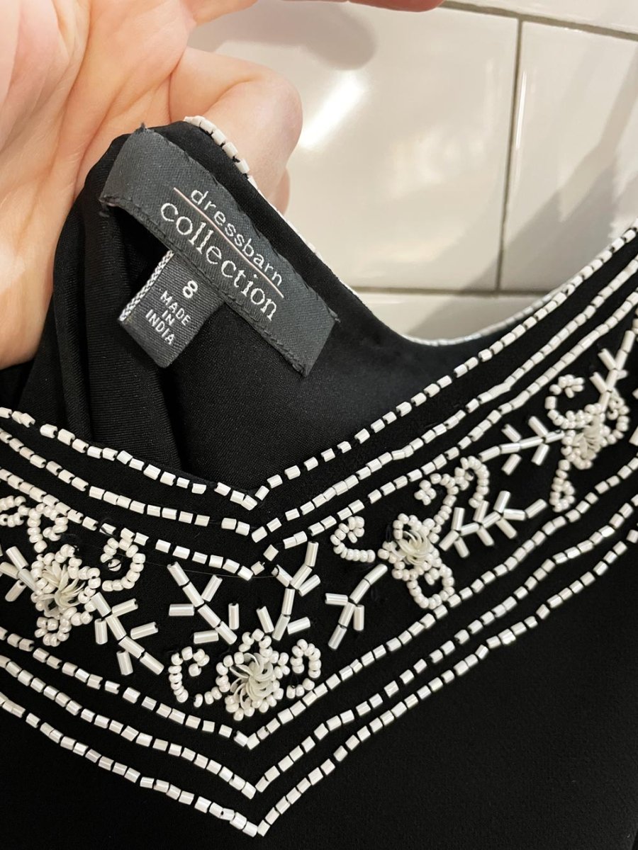 vintage 00s dress barn flapper beaded flair midi dress - good market thrift store