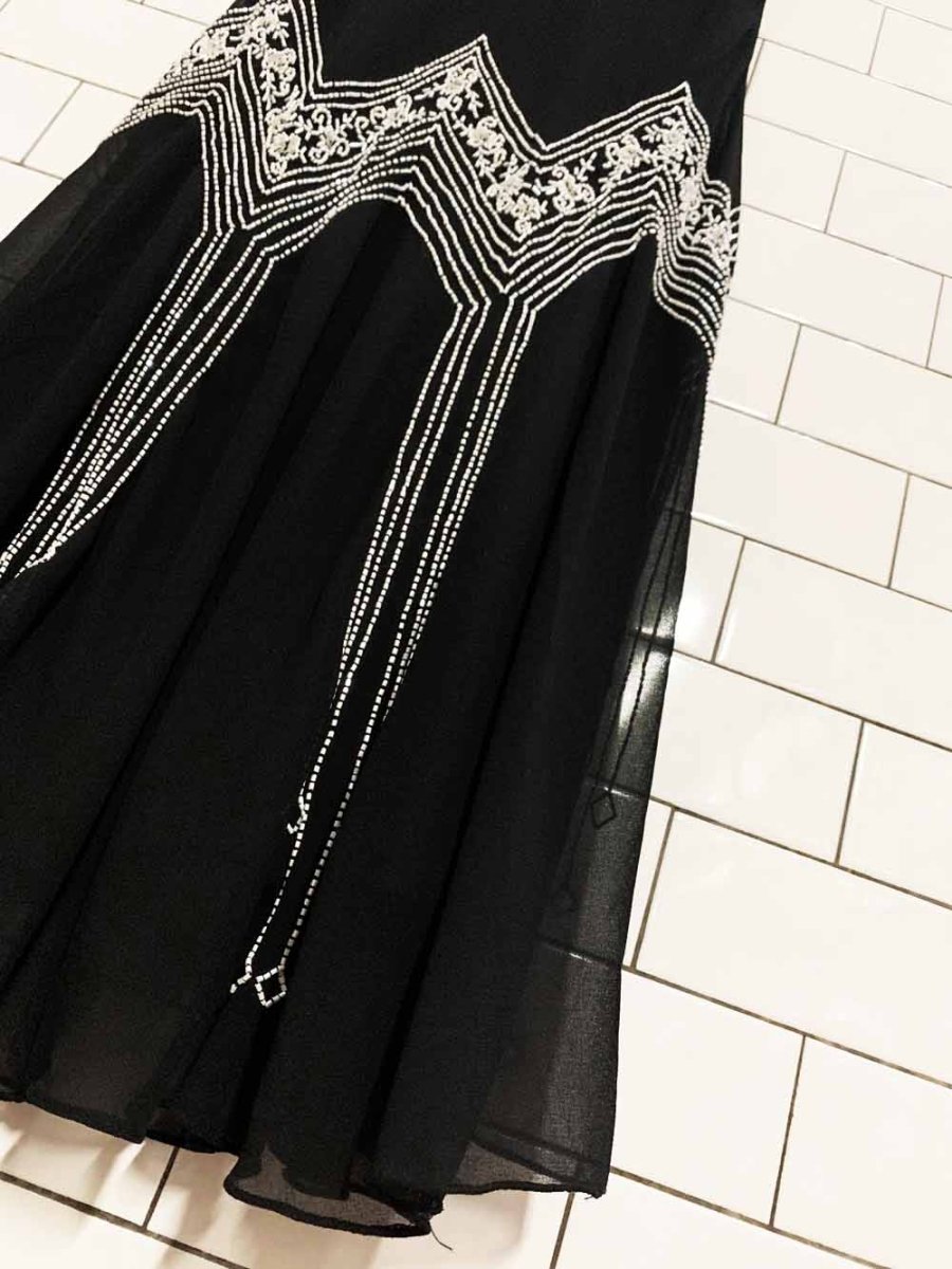 vintage 00s dress barn flapper beaded flair midi dress - good market thrift store