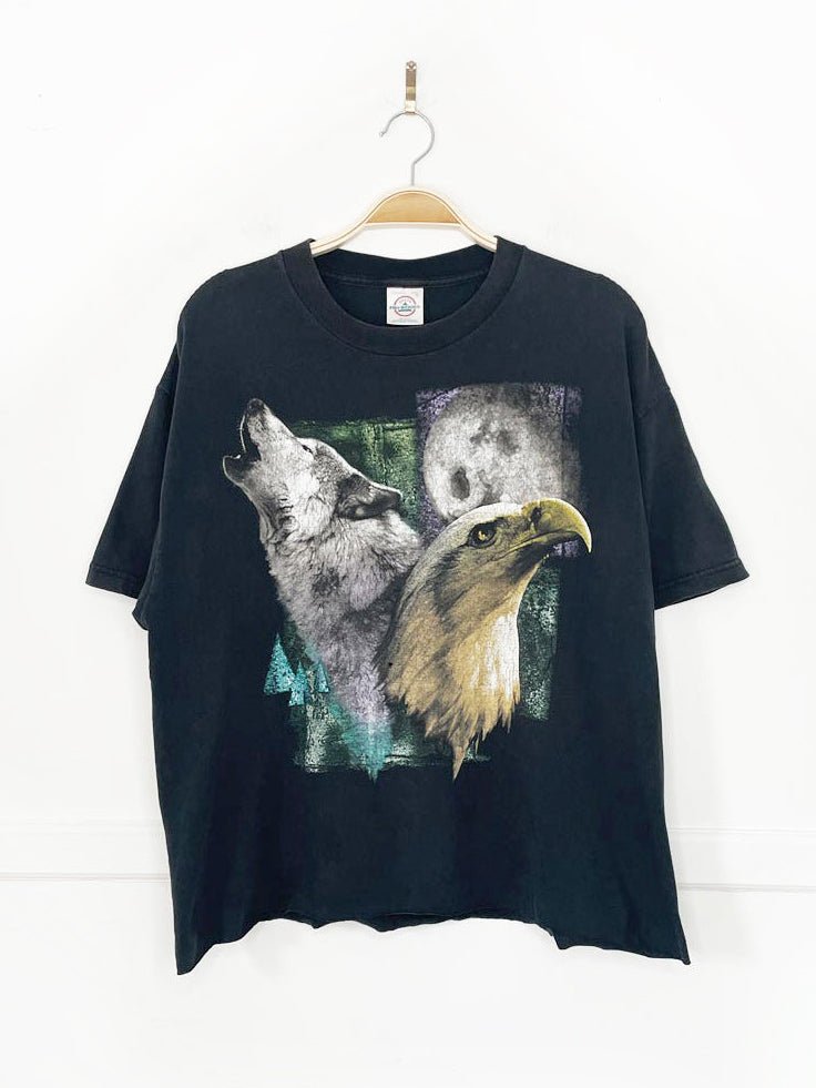 vintage 00s eagle wolf print cropped tee | made in USA | delta pro weight - good market thrift store
