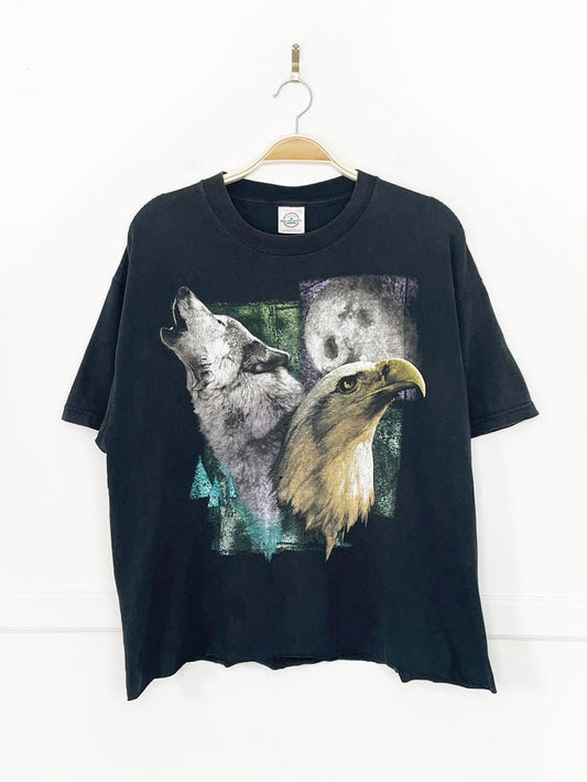 vintage 00s eagle wolf print cropped tee | made in USA | delta pro weight - good market thrift store