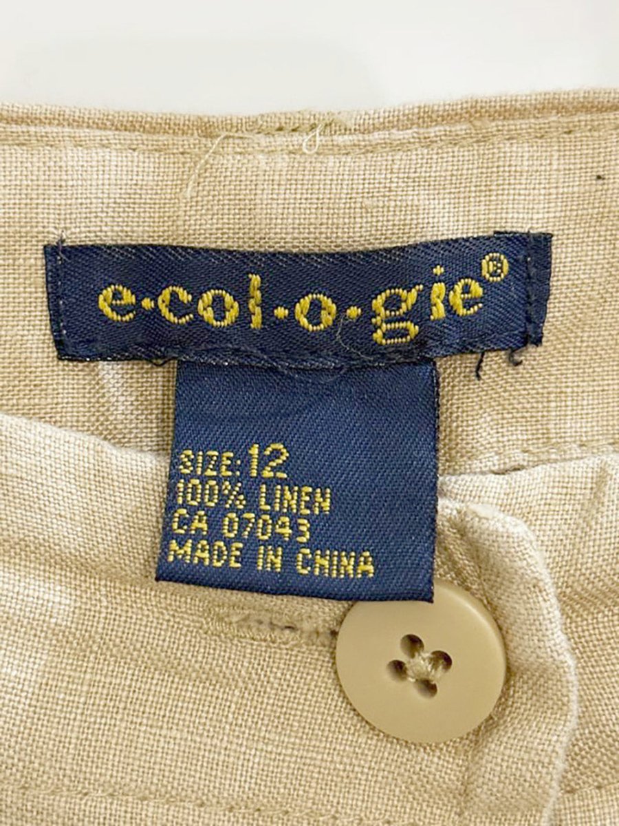 vintage 00s ecologie 100% linen full button midi skirt - good market thrift store