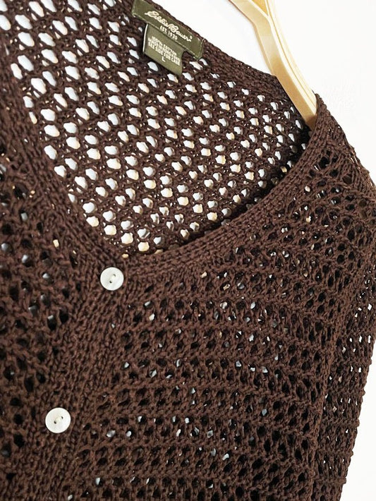 vintage 00s eddie bauer crochet knit cardigan top - good market thrift store