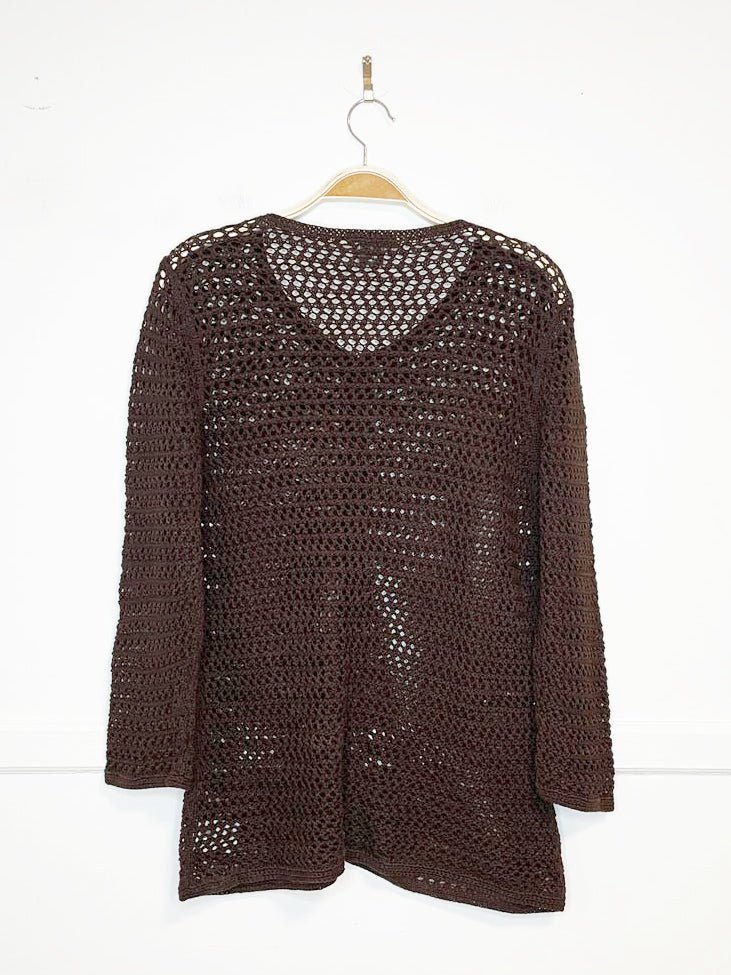 vintage 00s eddie bauer crochet knit cardigan top - good market thrift store