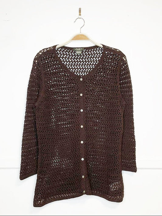 vintage 00s eddie bauer crochet knit cardigan top - good market thrift store