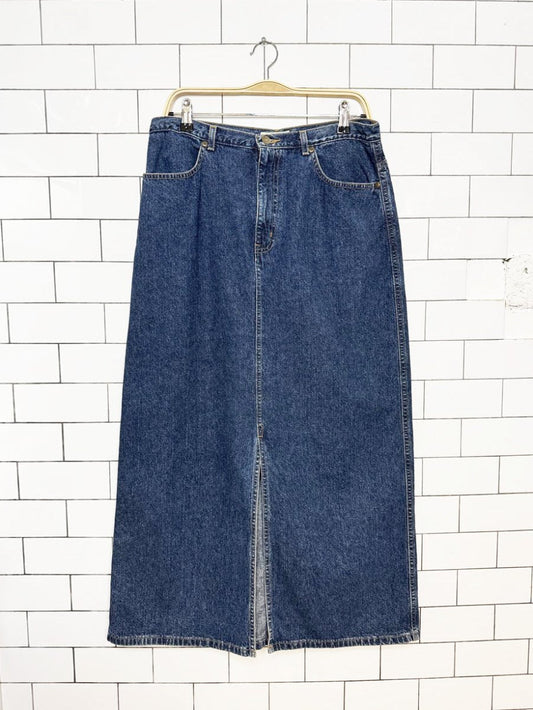vintage 00s eddie bauer denim front slit maxi skirt - good market thrift store