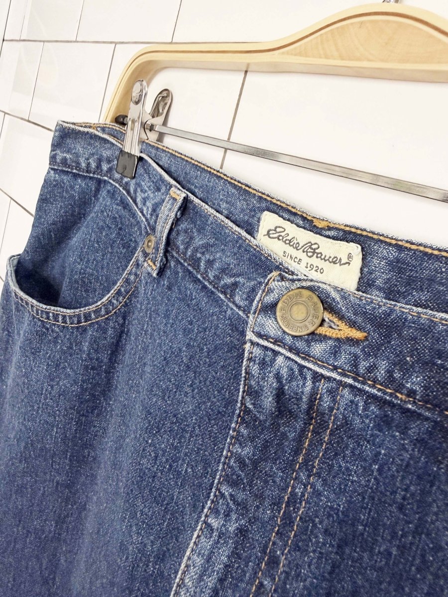 vintage 00s eddie bauer denim front slit maxi skirt - good market thrift store