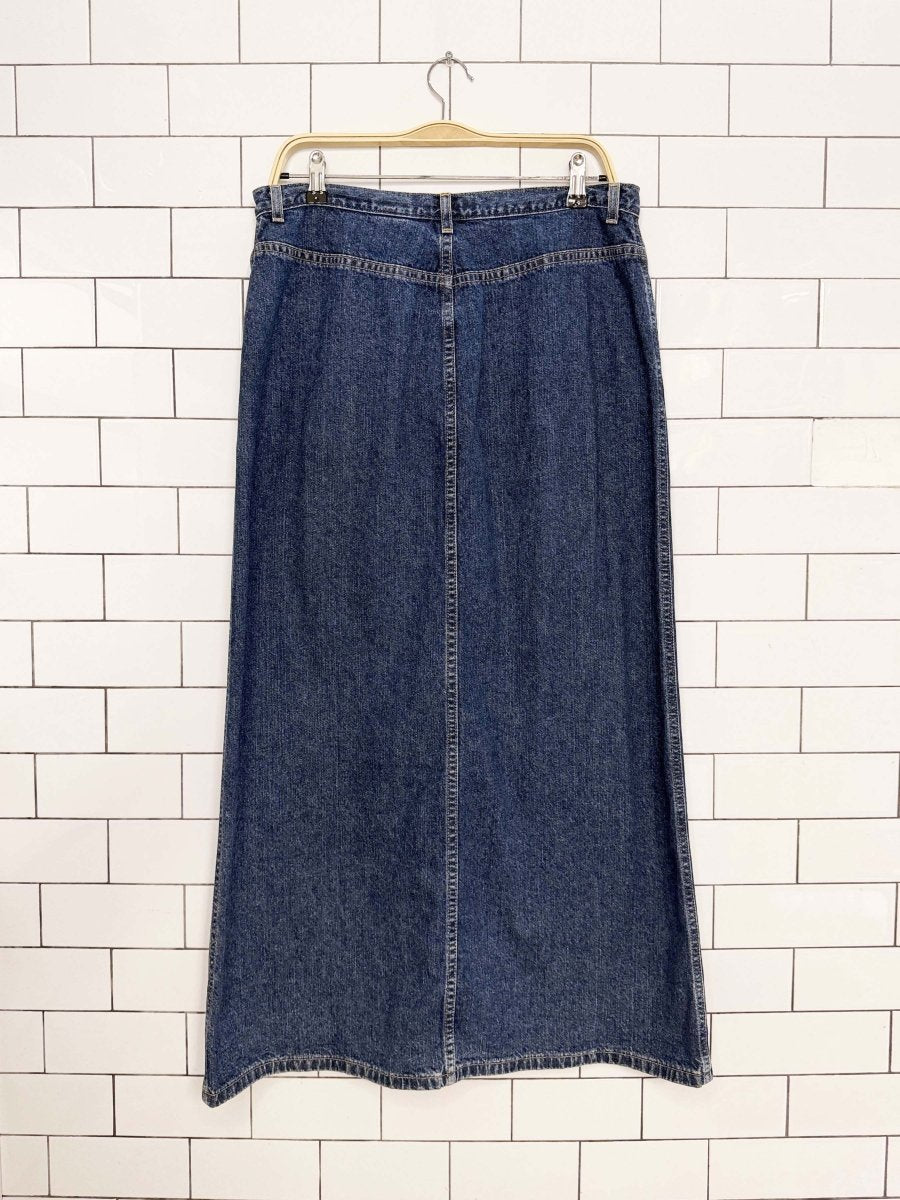 vintage 00s eddie bauer denim front slit maxi skirt - good market thrift store