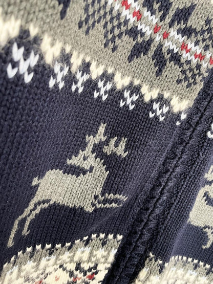 vintage 00s eddie bauer nordic reindeer full zip knit cardigan - good market thrift store
