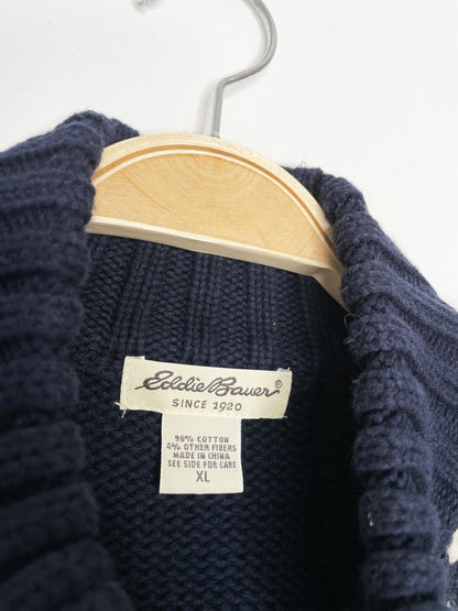 vintage 00s eddie bauer nordic reindeer full zip knit cardigan - good market thrift store