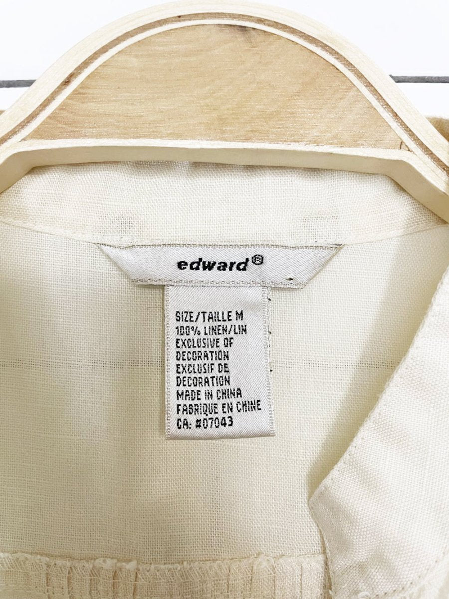 vintage 00s edward 100% linen embroidered fitted shirt - good market thrift store