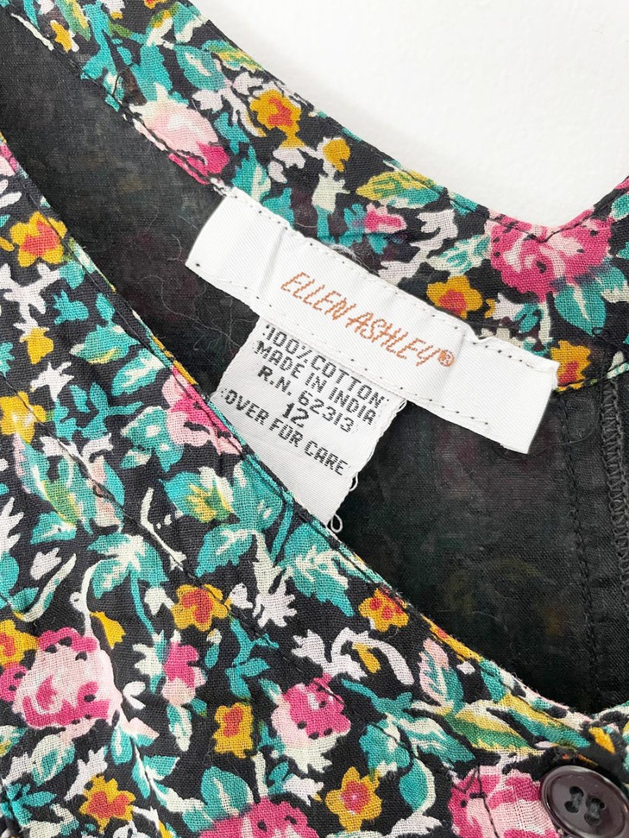 vintage 00s ellen ashley half button floral flowy maxi dress | made in india - good market thrift store