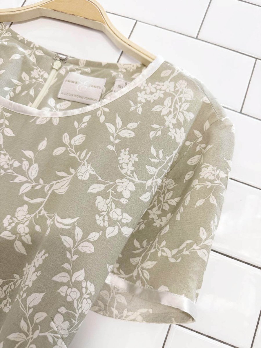 vintage 00s emma james minimal floral belted maxi dress | liz claiborne - good market thrift store