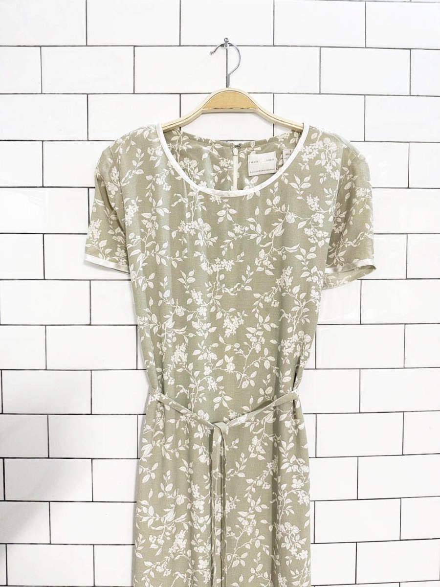 vintage 00s emma james minimal floral belted maxi dress | liz claiborne - good market thrift store