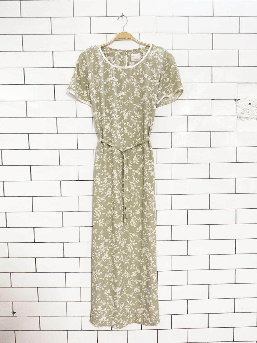 vintage 00s emma james minimal floral belted maxi dress | liz claiborne - good market thrift store
