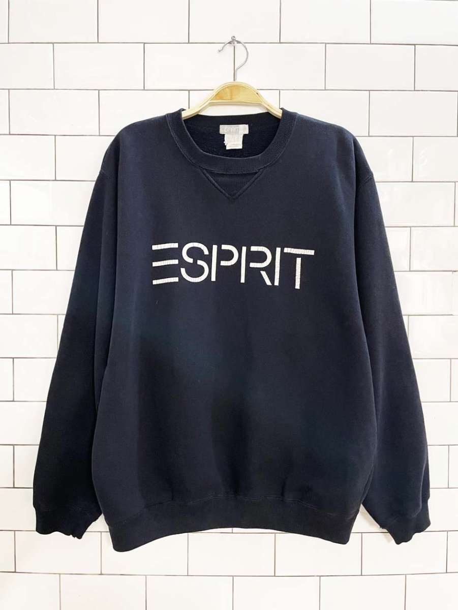 vintage 00s esprit logo spellout cozy sweatshirt - good market thrift store