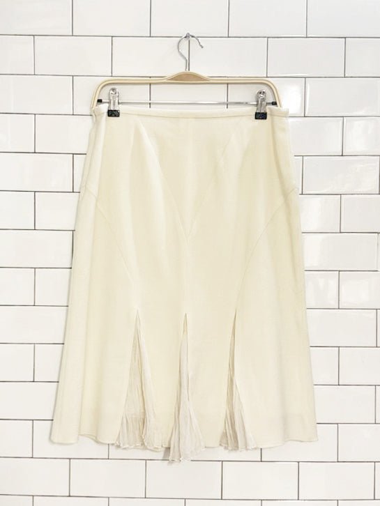 vintage 00s esthis wool - blend silk chiffon pleat knee - length skirt - good market thrift store