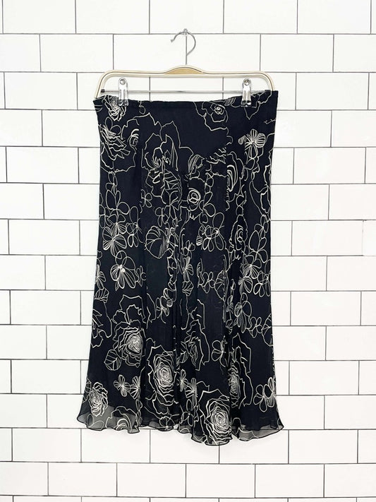 vintage 00s evan-picone curly hem pleated floral skirt - good market thrift store
