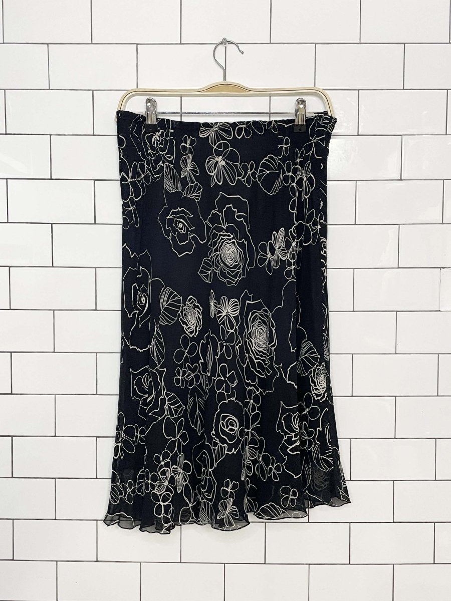 vintage 00s evan-picone curly hem pleated floral skirt - good market thrift store