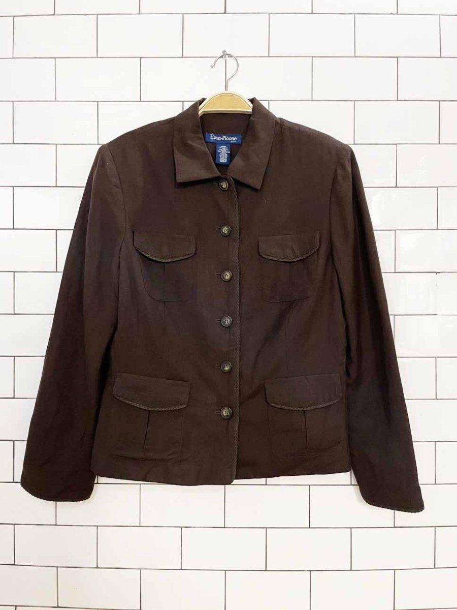 vintage 00s evan picone linen-blend summer jacket - good market thrift store