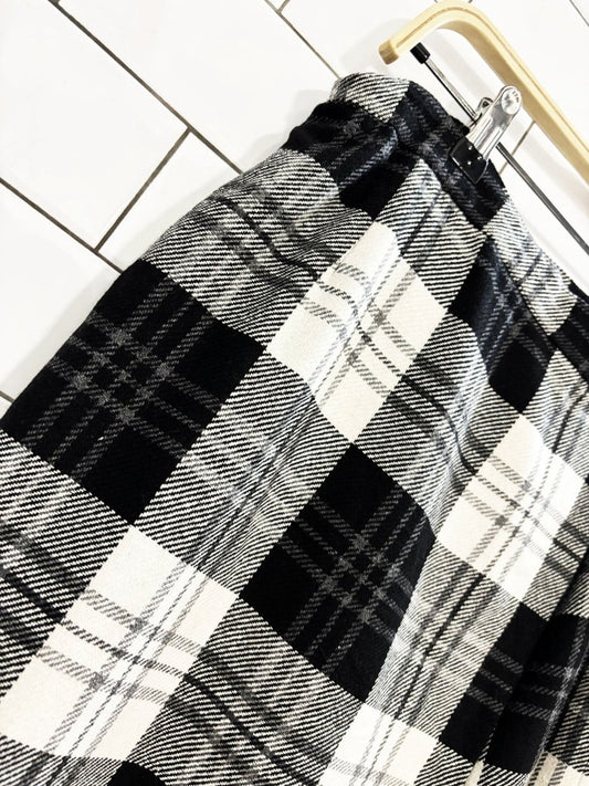 vintage 00s evan picone wool - blend plaid wrap midi maxi skirt - good market thrift store