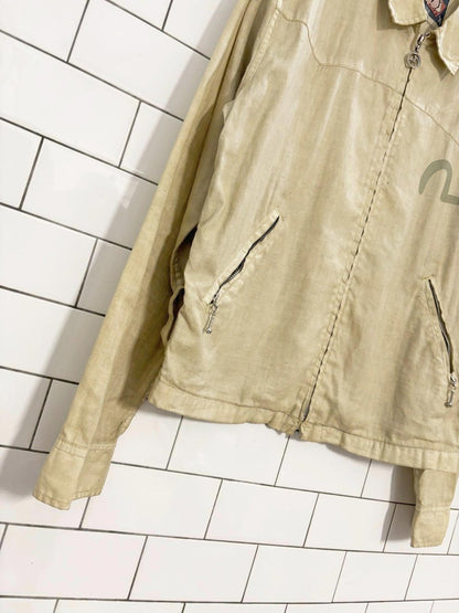 vintage 00s evisu linen buckle back jacket - good market thrift store