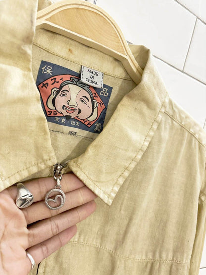 vintage 00s evisu linen buckle back jacket - good market thrift store