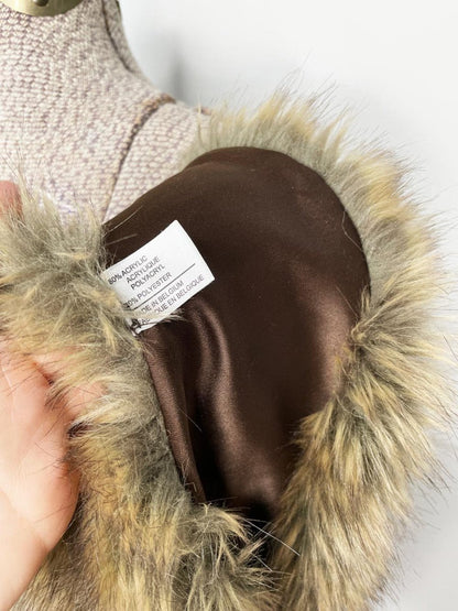 vintage 00s faux fur pom tie front collar | made in belgium - good market thrift store