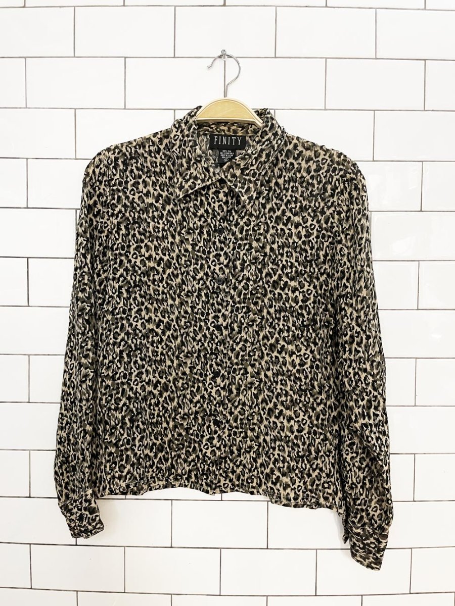 vintage 00s finity 100% silk animal print blouse - good market thrift store
