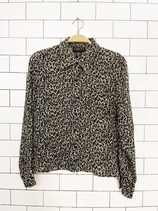 vintage 00s finity 100% silk animal print blouse - good market thrift store