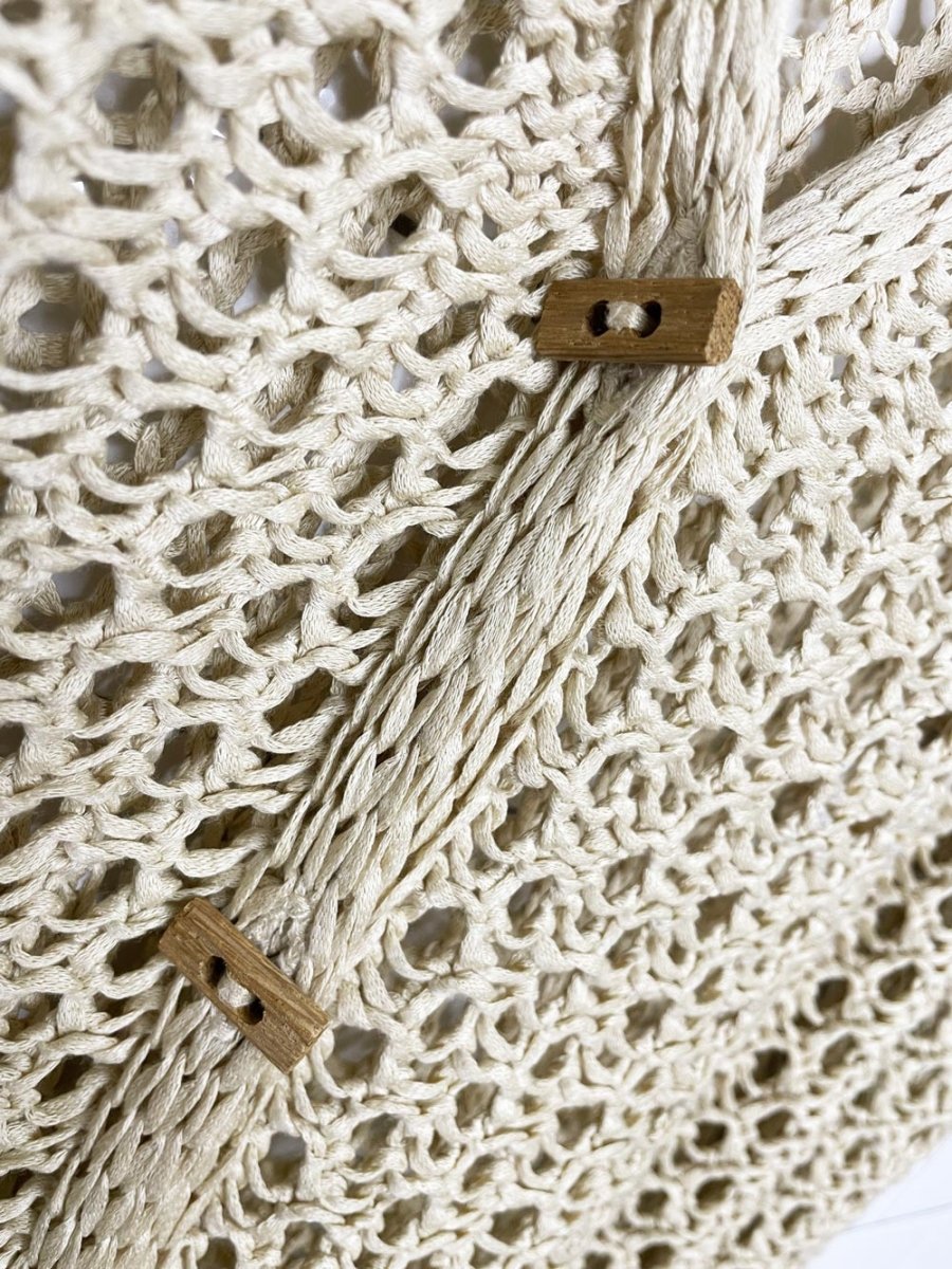 vintage 00s fitzgerald & b crochet wood button cardigan - good market thrift store