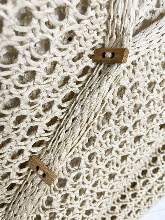 vintage 00s fitzgerald & b crochet wood button cardigan - good market thrift store