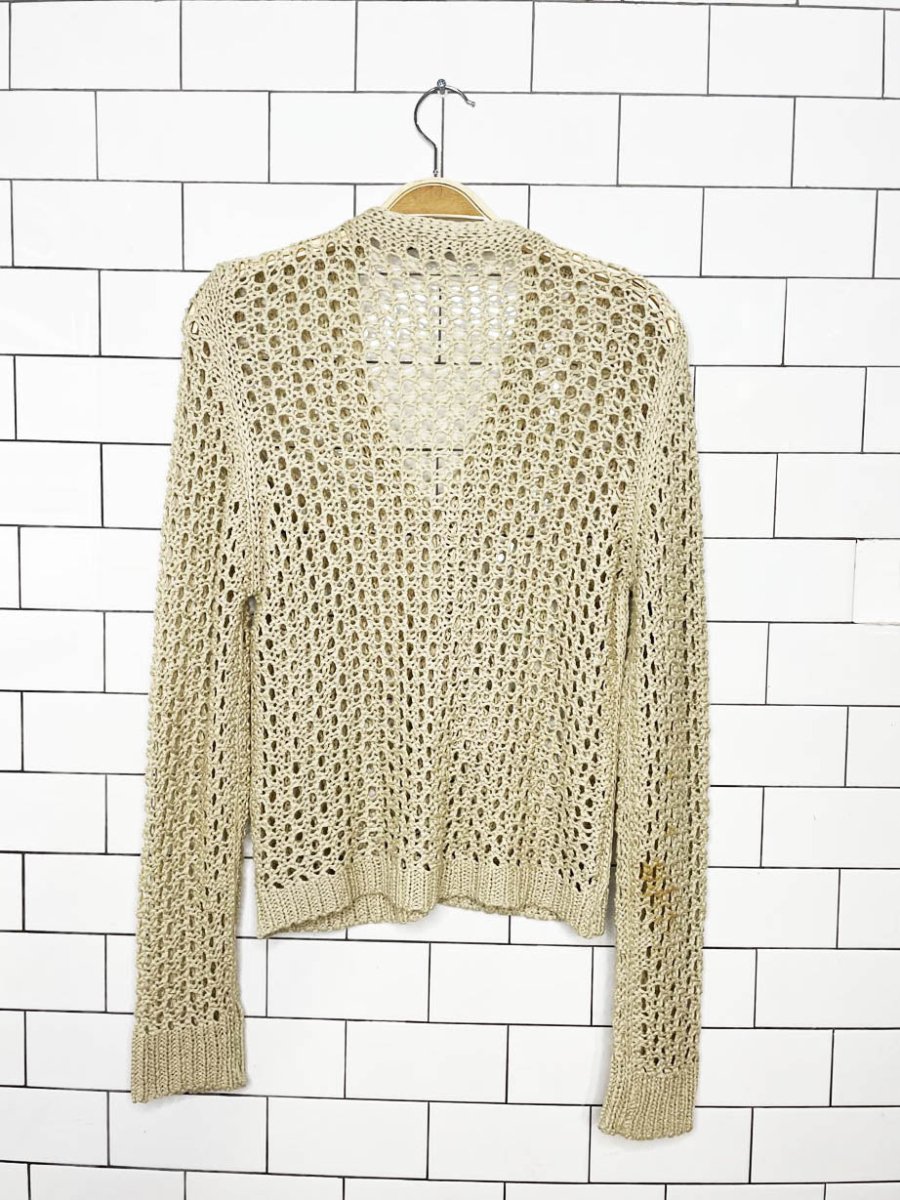vintage 00s fitzgerald & b crochet wood button cardigan - good market thrift store