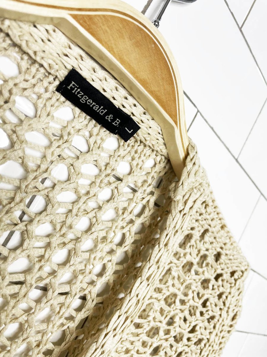 vintage 00s fitzgerald & b crochet wood button cardigan - good market thrift store