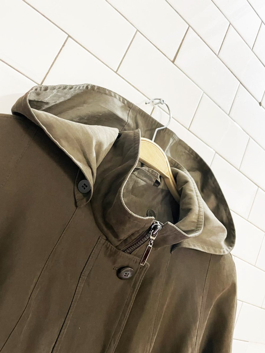 vintage 00s fleet street drawstring soft touch trench coat | removable liner - good market thrift store