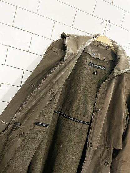 vintage 00s fleet street drawstring soft touch trench coat | removable liner - good market thrift store