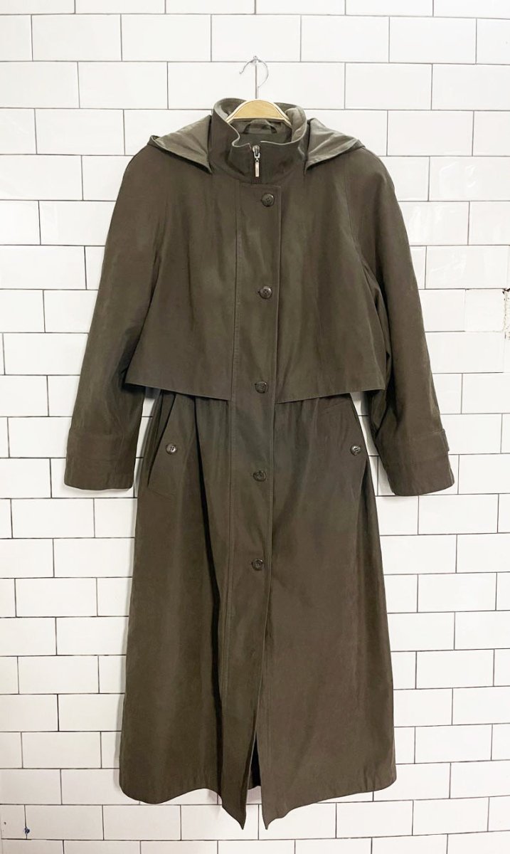 vintage 00s fleet street drawstring soft touch trench coat | removable liner - good market thrift store