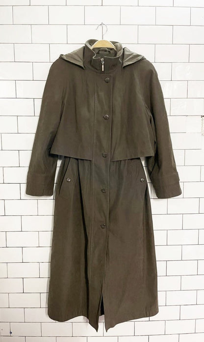 vintage 00s fleet street drawstring soft touch trench coat | removable liner - good market thrift store