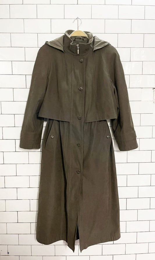 vintage 00s fleet street drawstring soft touch trench coat | removable liner - good market thrift store