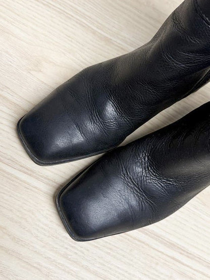 vintage 00s franco sarto leather square toe heeled boots - good market thrift store