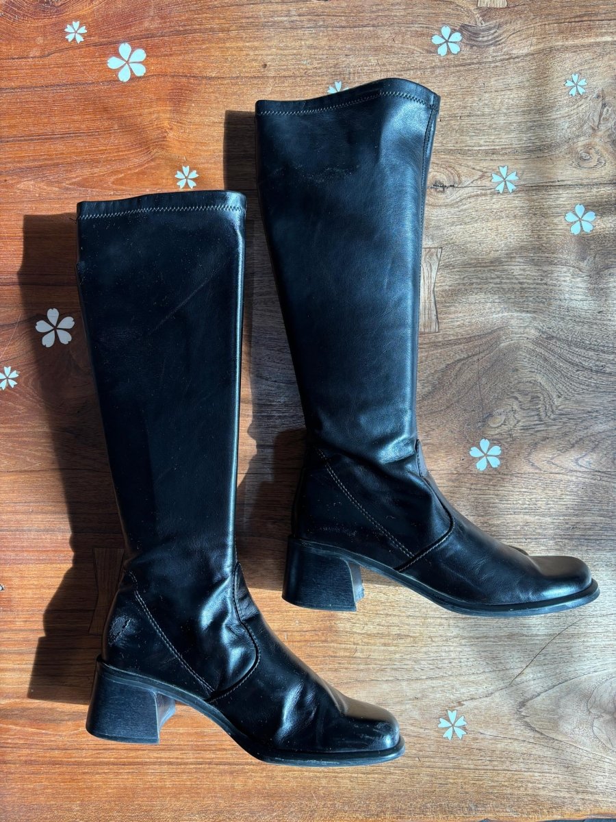 vintage 00s franco sarto patent leather low heel boots - good market thrift store