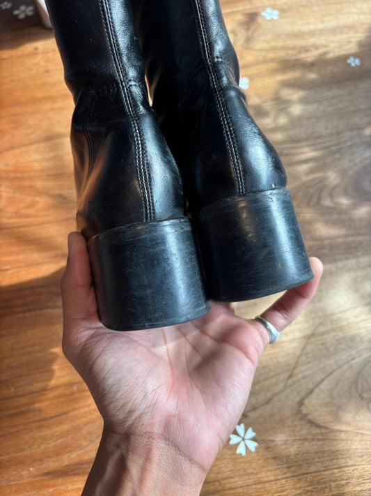 vintage 00s franco sarto patent leather low heel boots - good market thrift store