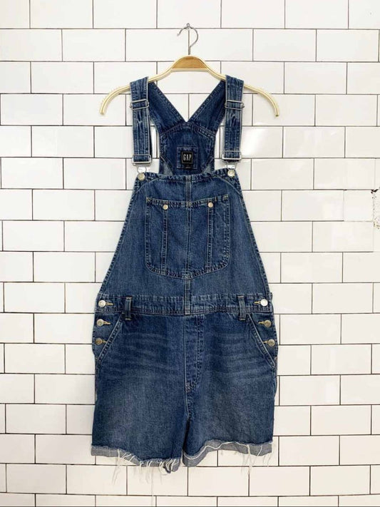 vintage 00s gap denim cut off short overalls - good market thrift store